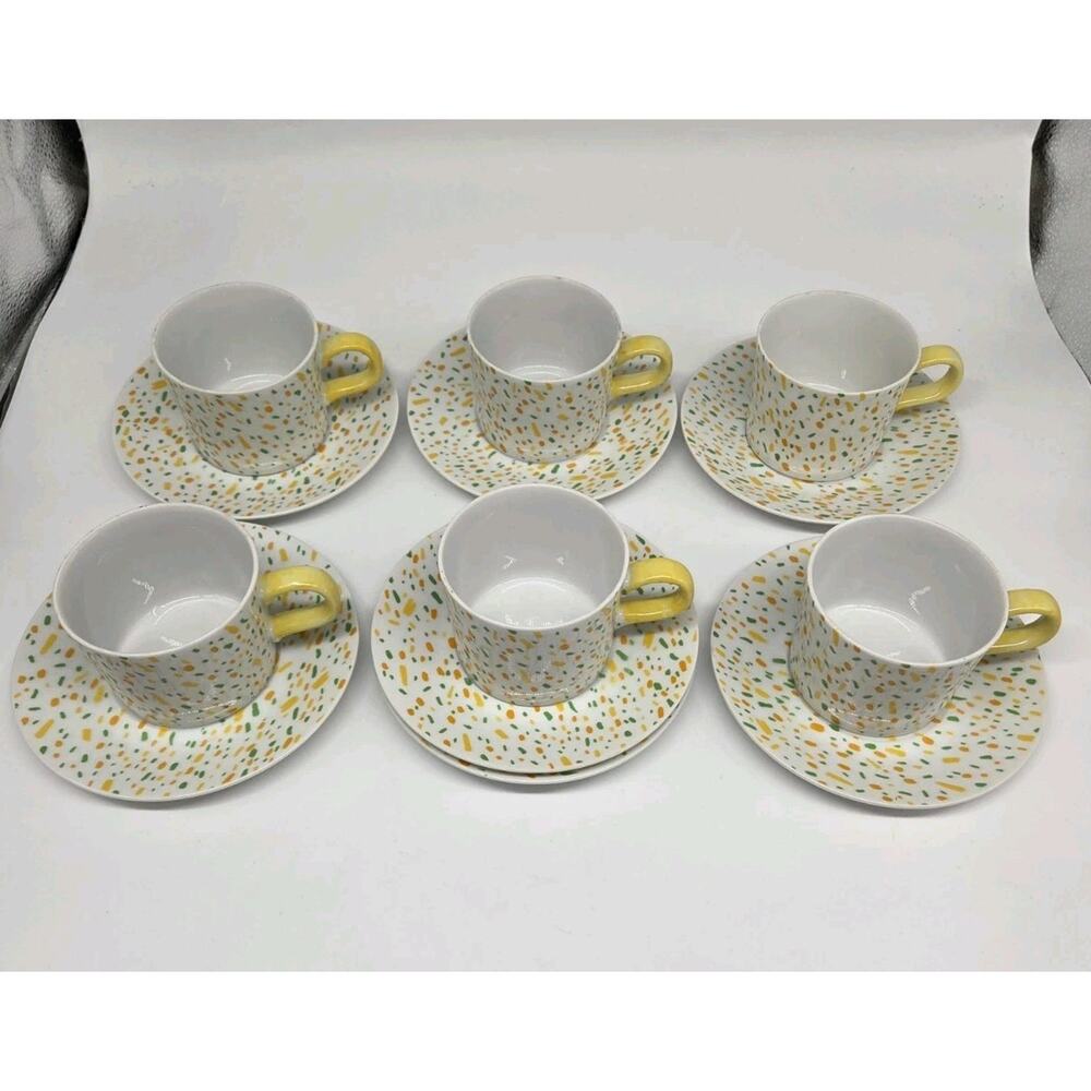 Vintage 1980s Gloria Vanderbilt "Forever Thine" 6 Cups 7 Saucers By Sigma Japan